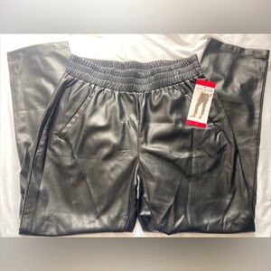 NEW DKNY Women's Size Medium Pants Faux  Leather High Rise Straight Leg Black